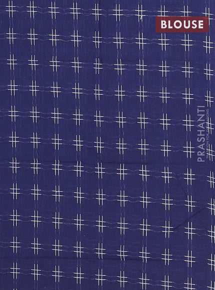 Chettinad cotton saree dual shade of blue and dark blue with thread woven buttas and zari woven border