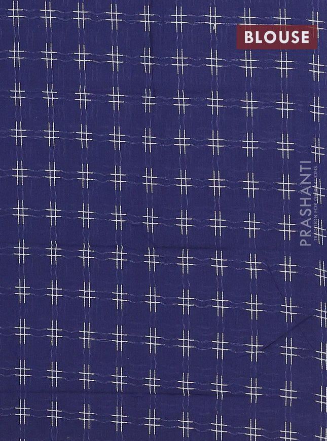 Chettinad cotton saree dual shade of blue and dark blue with thread woven buttas and zari woven border