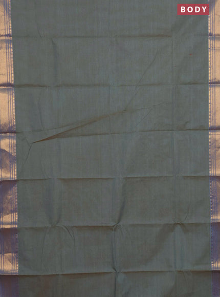 Chettinad cotton saree dual shade of blue and cs blue with allover small checked pattern and zari woven border