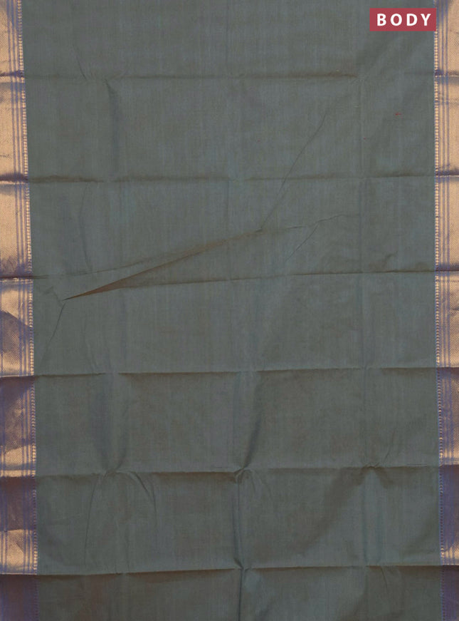 Chettinad cotton saree dual shade of blue and cs blue with allover small checked pattern and zari woven border