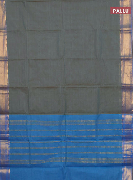 Chettinad cotton saree dual shade of blue and cs blue with allover small checked pattern and zari woven border