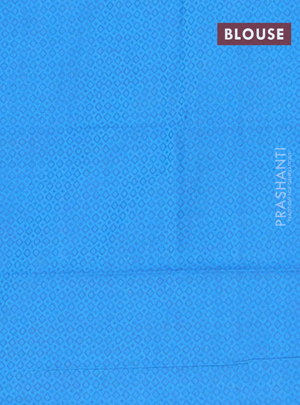 Chettinad cotton saree dual shade of blue and cs blue with allover small checked pattern and zari woven border