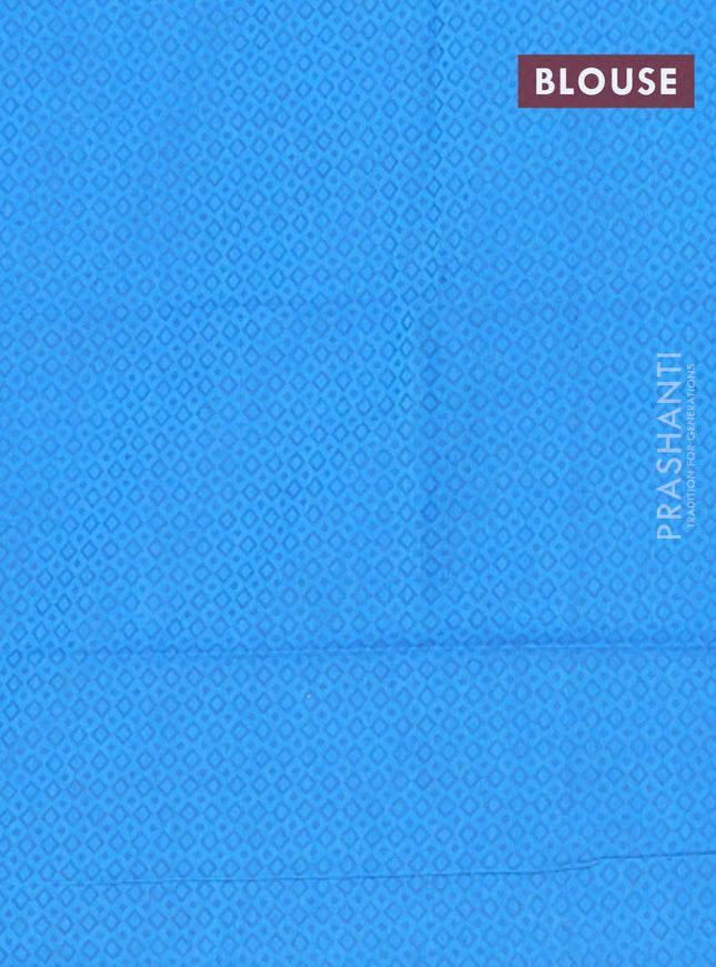 Chettinad cotton saree dual shade of blue and cs blue with allover small checked pattern and zari woven border