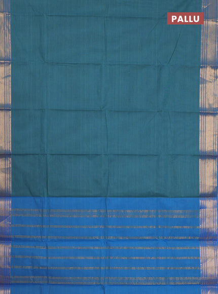 Chettinad cotton saree teal blue shade and cs blue with allover small checked pattern and zari woven border