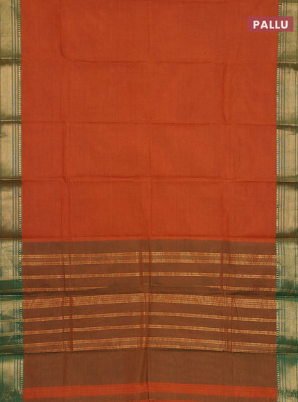 Chettinad cotton saree dual shade of musatrd and green with allover small checked pattern and zari woven border