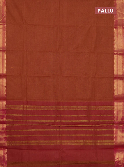 Chettinad cotton saree mustard yellow and pink with allover small checked pattern and zari woven border