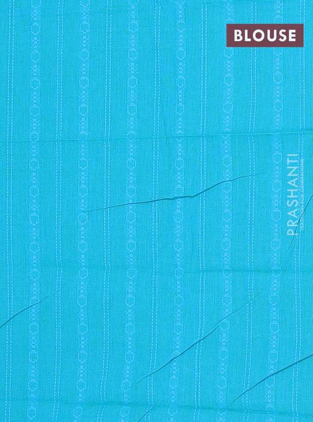 Chettinad cotton saree green and teal blue with allover thread woven stripes pattern and zari woven border