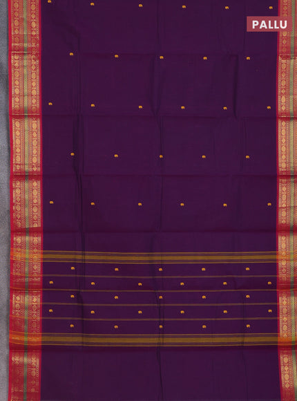 Chettinad cotton saree deep purple and pink with thread woven buttas and zari woven border