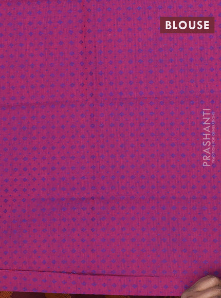 Chettinad cotton saree navy blue and maroon with thread woven buttas and zari woven annam butta border