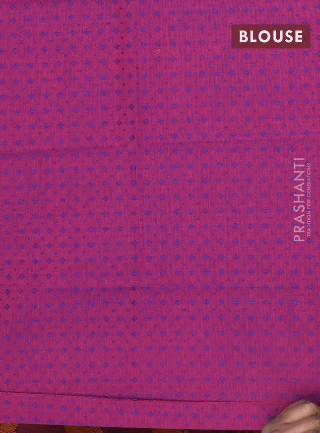 Chettinad cotton saree navy blue and maroon with thread woven buttas and zari woven annam butta border