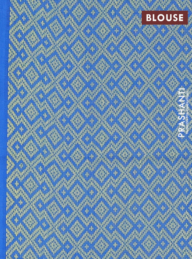 Chettinad cotton saree teal green and cs blue with thread woven buttas and zari woven annam butta border