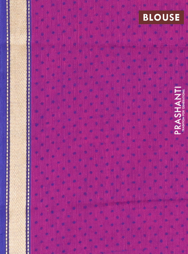 Chettinad cotton saree cs blue and magenta pink with thread woven buttas and thread & zari woven border