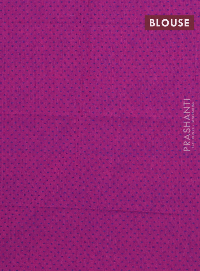Chettinad cotton saree navy blue and magenta pink with thread woven buttas and thread & zari woven border