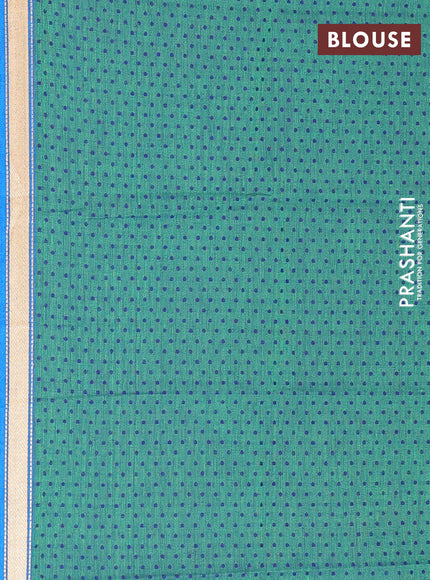 Chettinad cotton saree manthulir green and green with thread woven buttas and zari woven border