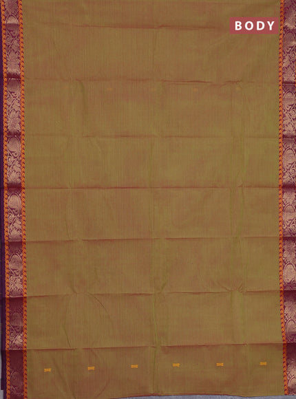 Chettinad cotton saree manthulir green and dark magenta pink with thread woven buttas and zari woven border