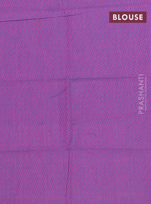 Chettinad cotton saree cs blue and magenta pink with thread woven buttas and zari woven border
