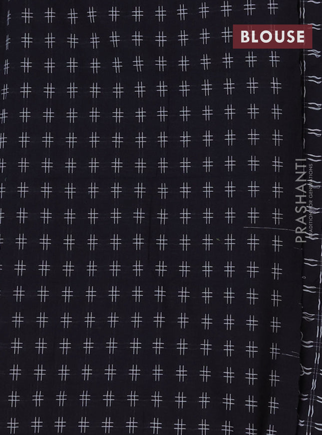 Chettinad cotton saree grey and black with thread woven buttas and zari woven border