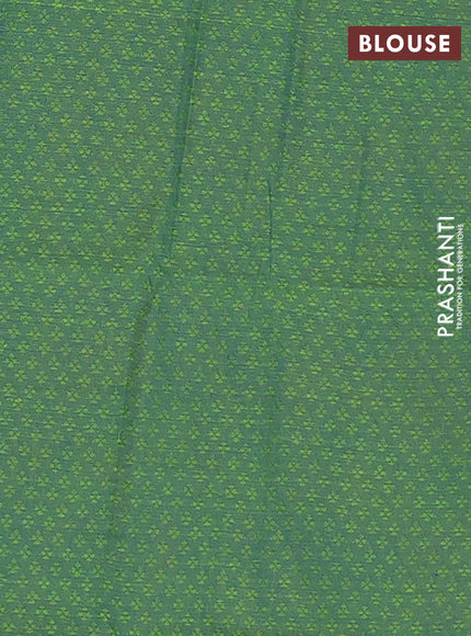 Chettinad cotton saree mango yellow and green with thread woven buttas and long zari woven border