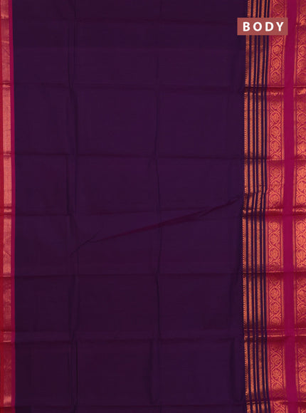 Chettinad cotton saree violet and pink with thread woven buttas and rettapet copper zari woven border