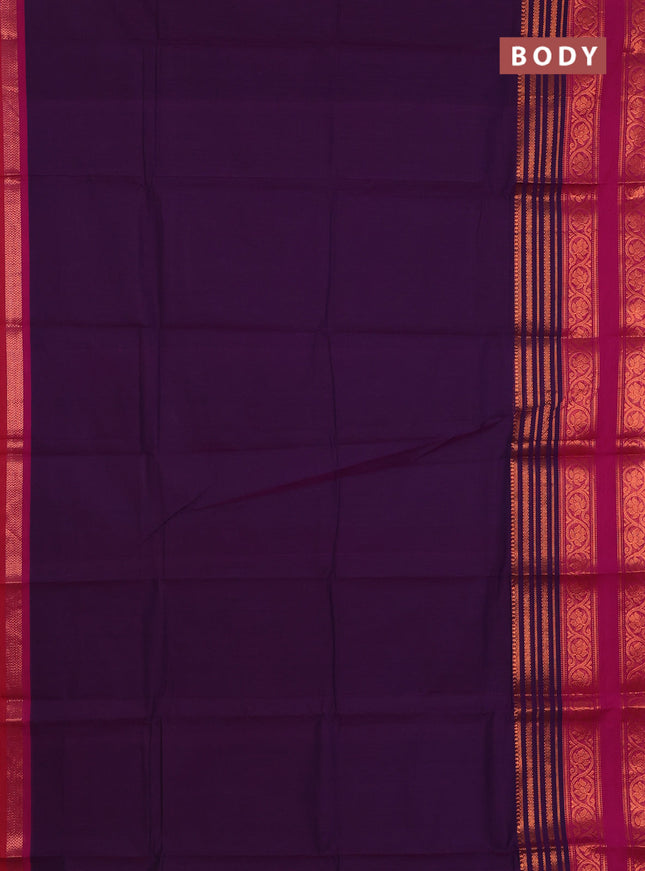 Chettinad cotton saree violet and pink with thread woven buttas and rettapet copper zari woven border
