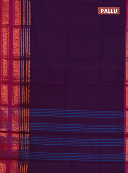 Chettinad cotton saree violet and pink with thread woven buttas and rettapet copper zari woven border