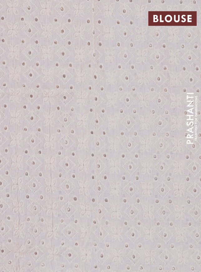 Semi pashmina silk saree pink and cream with allover warli prints and crocia lace work border