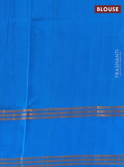 Pure uppada silk saree green and cs blue with silver & gold zari woven buttas and rettapet zari woven border