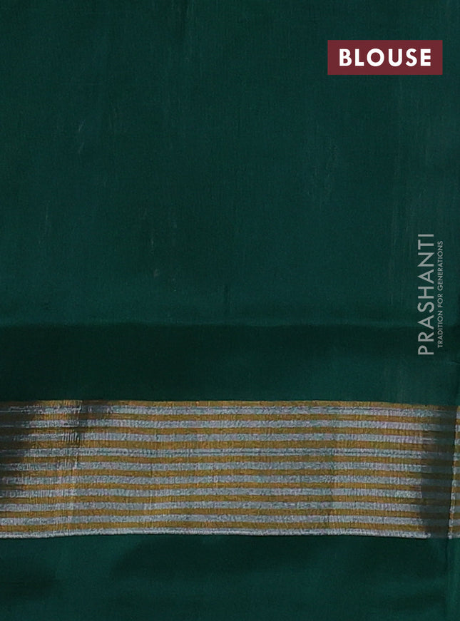 Pure uppada silk saree pastel peach shade and green with silver & gold zari woven buttas and zari woven border