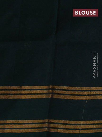 Pure uppada silk saree grey and bottle green with sllover silver & gold zari weaves and rettapet zari woven border