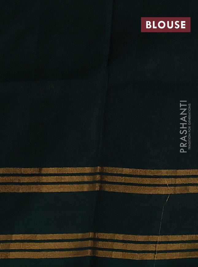 Pure uppada silk saree grey and bottle green with sllover silver & gold zari weaves and rettapet zari woven border