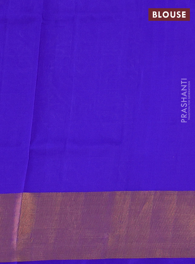 Pure uppada silk saree teal blue and blue with silver & gold zari woven buttas and zari woven border