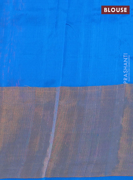 Pure uppada silk saree pink and cs blue with silver & gold zari woven buttas and long zari woven border