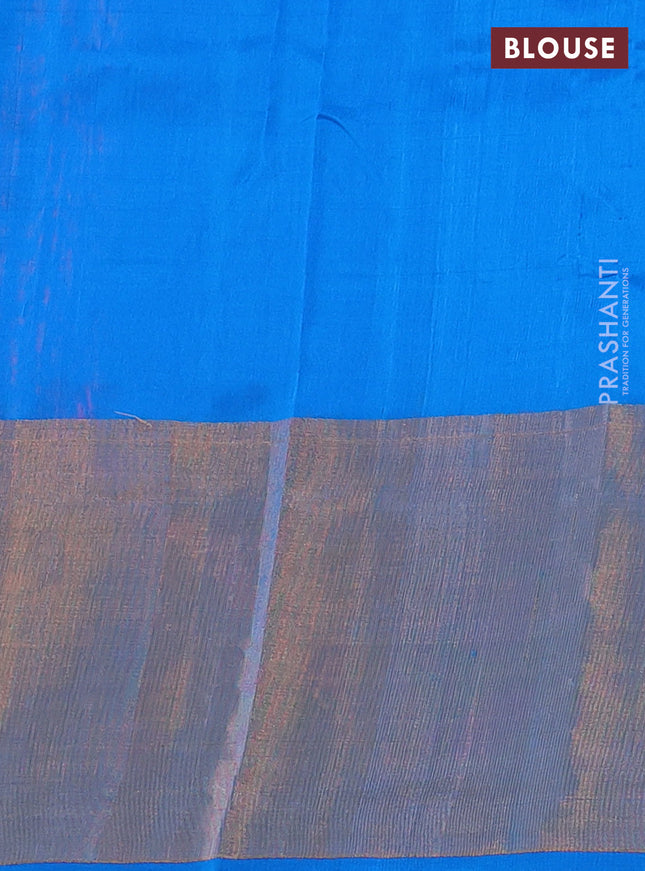 Pure uppada silk saree pink and cs blue with silver & gold zari woven buttas and long zari woven border