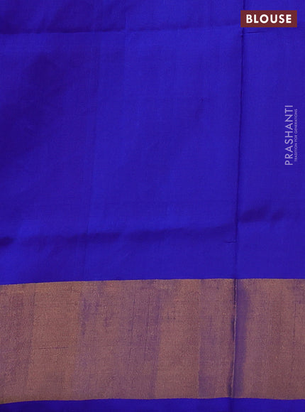 Pure uppada silk saree magenta pink and blue with allover silver & gold zari weaves and zari woven border