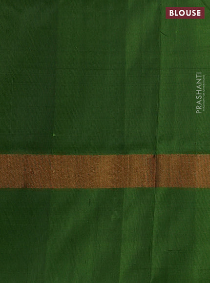 Pure uppada silk saree black and light green with zari woven buttas and long silver & gold zari woven border