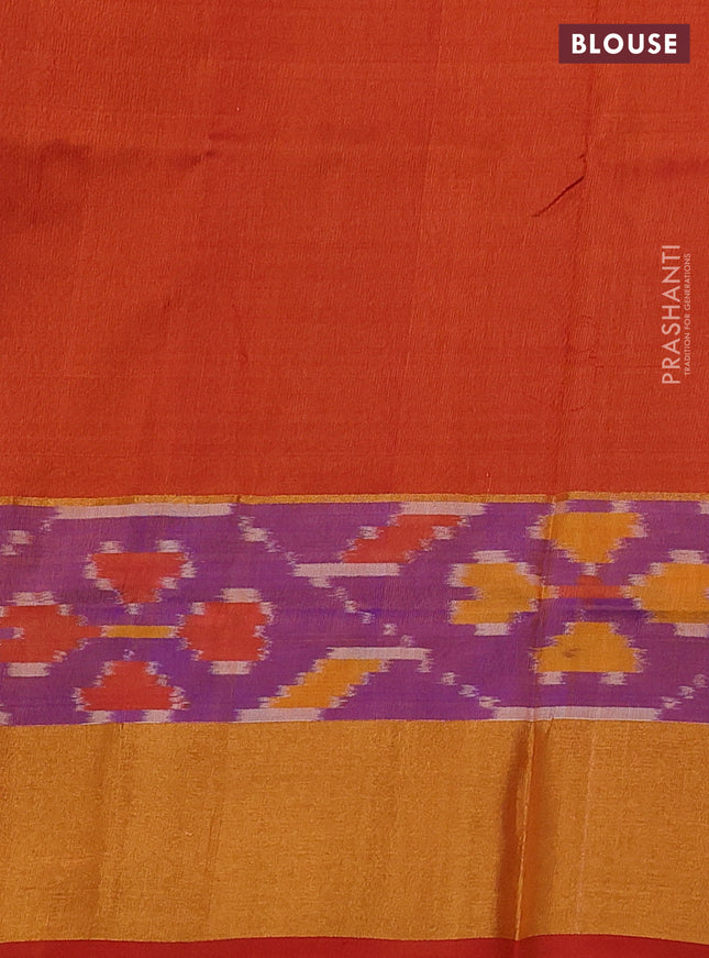 Pure uppada silk saree mauve pink and rustic orange with silver & gold zari woven geometric buttas and ikat style zari woven border