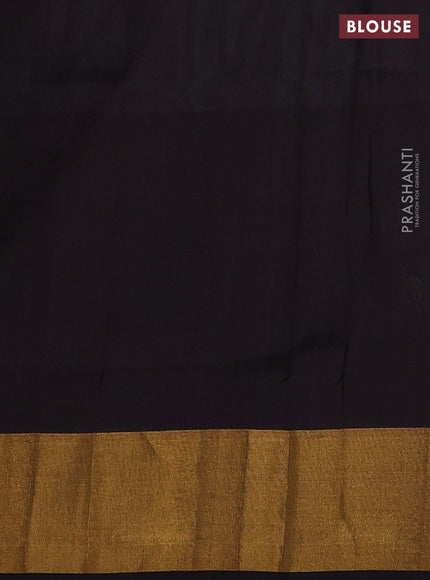 Pure uppada silk saree pastel blue shade and coffee brown with silver & gold zari woven buttas and parrot design zari woven border