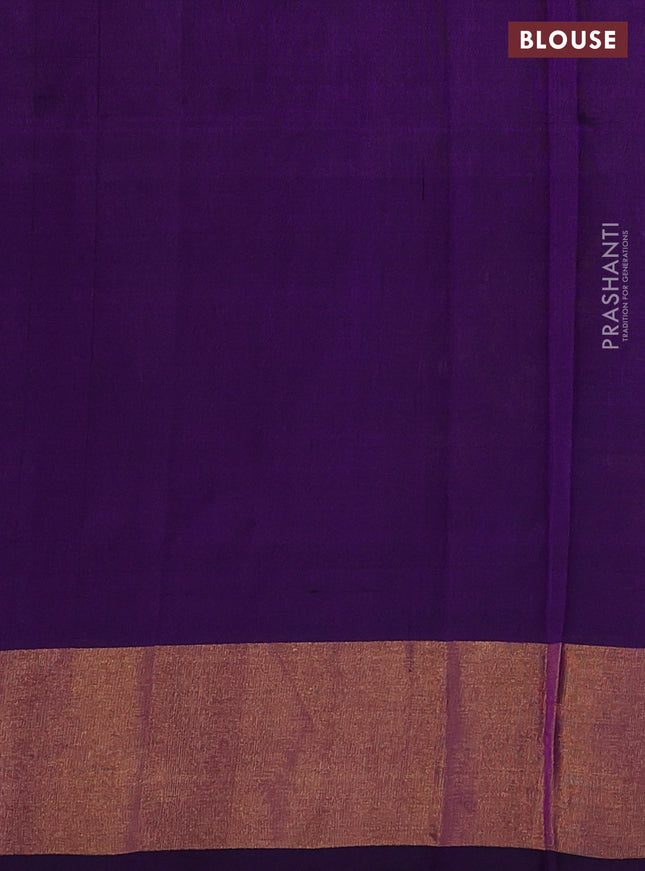 Pure uppada silk saree mild purple and violet with silver & gold zari woven buttas and parrot design zari woven border