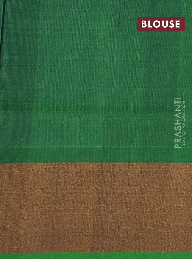 Pure uppada silk saree navy blue and light green with allover silver & gold zari weaves and zari woven border