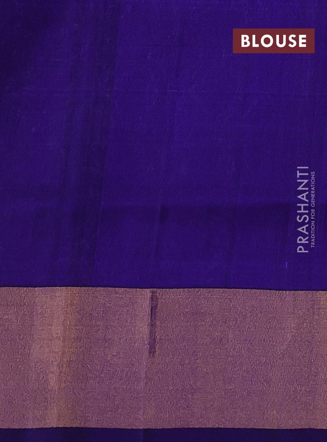 Pure uppada silk saree blue and navy blue with silver & gold geometric weaves and zari woven border