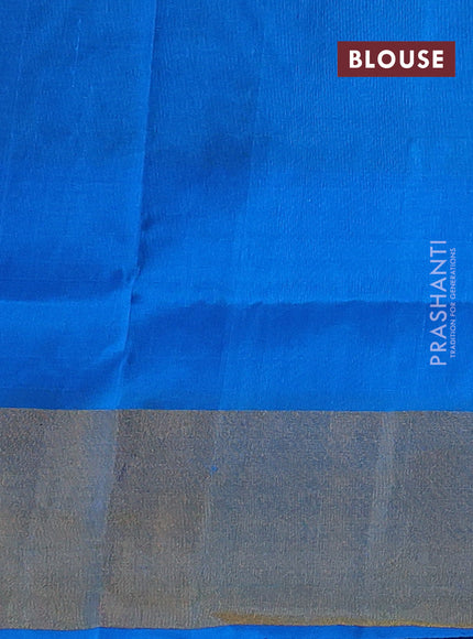 Pure uppada silk saree dual shade of teal bluish green and cs blue with jamdhani zari woven buttas and zari woven border