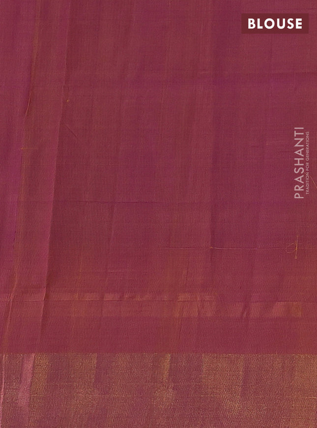 Pure uppada silk saree purple and dual shade of mustard with jamdhani zari woven buttas and zari woven border