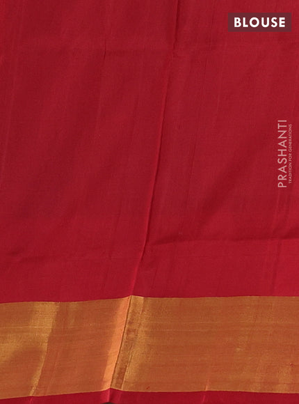 Pure uppada silk saree dark blue and red with silver & gold zari woven buttas and zari woven border