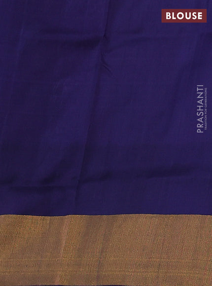 Pure uppada silk saree lavender and navy blue with silver & gold zari woven buttas and zari woven border