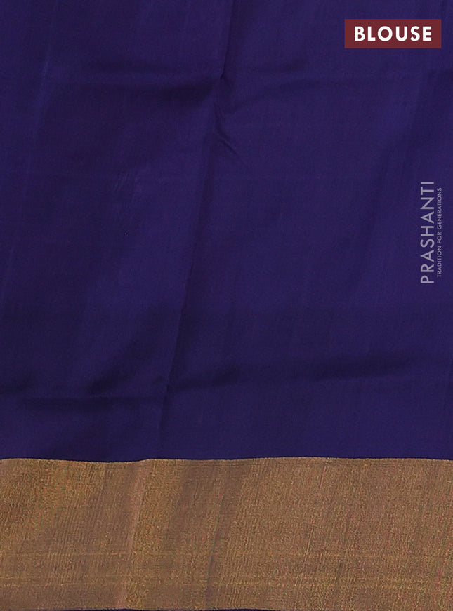 Pure uppada silk saree lavender and navy blue with silver & gold zari woven buttas and zari woven border