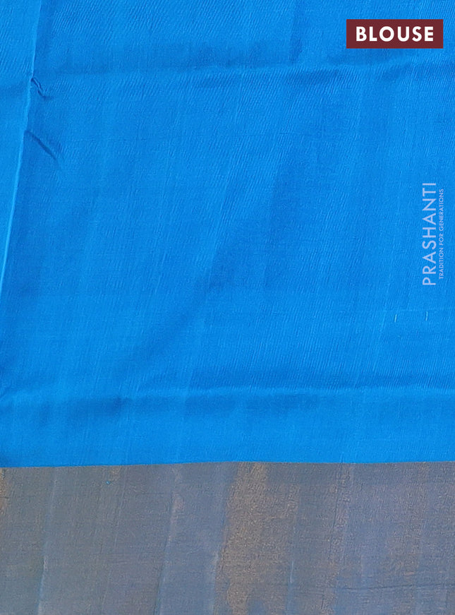 Pure uppada silk saree violet and cs blue with silver & gold zari woven buttas and zari woven border