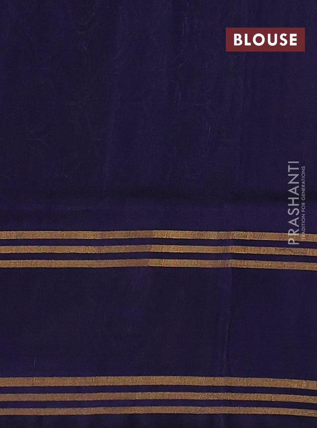 Pure uppada silk saree purple and dark navy blue with allover zari weaves & buttas and rettapet zari woven border