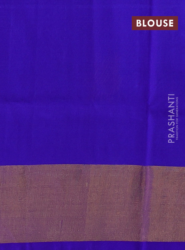Pure uppada silk saree cs blue and blue with silver & gold zari woven buttas and zari woven border