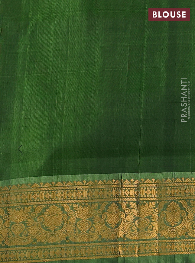 Pure uppada silk saree black and green with allover zari weaves and zari woven border