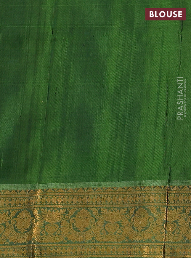Pure uppada silk saree cs blue and green with allover zari weaves and zari woven border